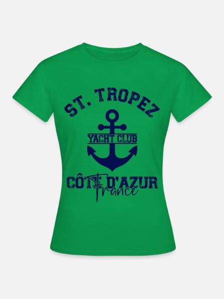 St. Tropez Yacht Club Côte d'Azur Nautik - Frauen T-Shirt - Kelly Green
