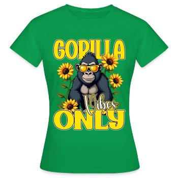 Gorilla Vibes Only Lunettes de soleil Tournesols Funny Ape - T-shirt Femme - vert - Devant - AI Model Female 172 dark (172cm)