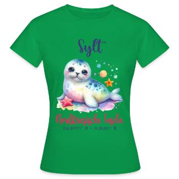 Sylt Siegel Niedliches SouvenirNordfriesische Inseln Kunst - Frauen T-Shirt - Kelly Green - Vorne - AI Model Female 172 dark (172cm)