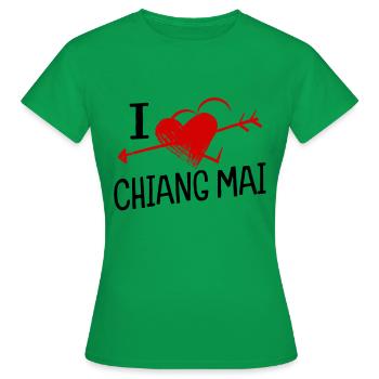 I Love Chiang Mai Herz und Pfeil Stadt Liebe - Frauen T-Shirt - Kelly Green - Vorne - AI Model Female 172 dark (172cm)