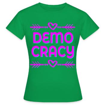 DEMOCRACY FREEDOM INCLUSION - Women's T-Shirt - kelly green - Front - AI Model Female 172 dark (172cm)