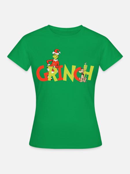 Der Grinch Schriftzug Mit Grinch & Seinem Hund Max - Frauen T-Shirt - Kelly Green