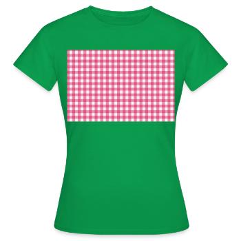 Rosa Gingham-Kariertes Muster - Frauen T-Shirt - Kelly Green - Vorne - AI Model Female 172 dark (172cm)