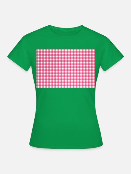 Rosa Gingham-Kariertes Muster - Frauen T-Shirt - Kelly Green