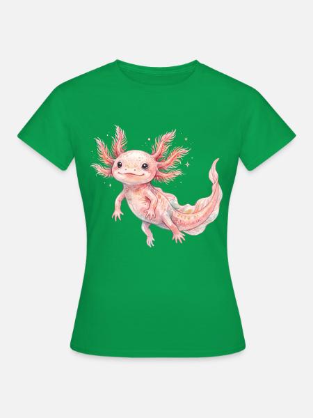 Niedliches rosa Baby-Axolotl im Aquarellstil - Frauen T-Shirt - Kelly Green