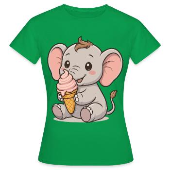 Eiszeit mit Elefant - Frauen T-Shirt - Kelly Green - Vorne - AI Model Female 172 dark (172cm)