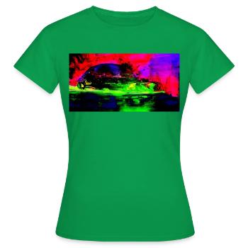 Neon Abstract Retro Car Design Coop Artist BiBi - Frauen T-Shirt - Kelly Green - Vorne - AI Model Female 172 dark (172cm)