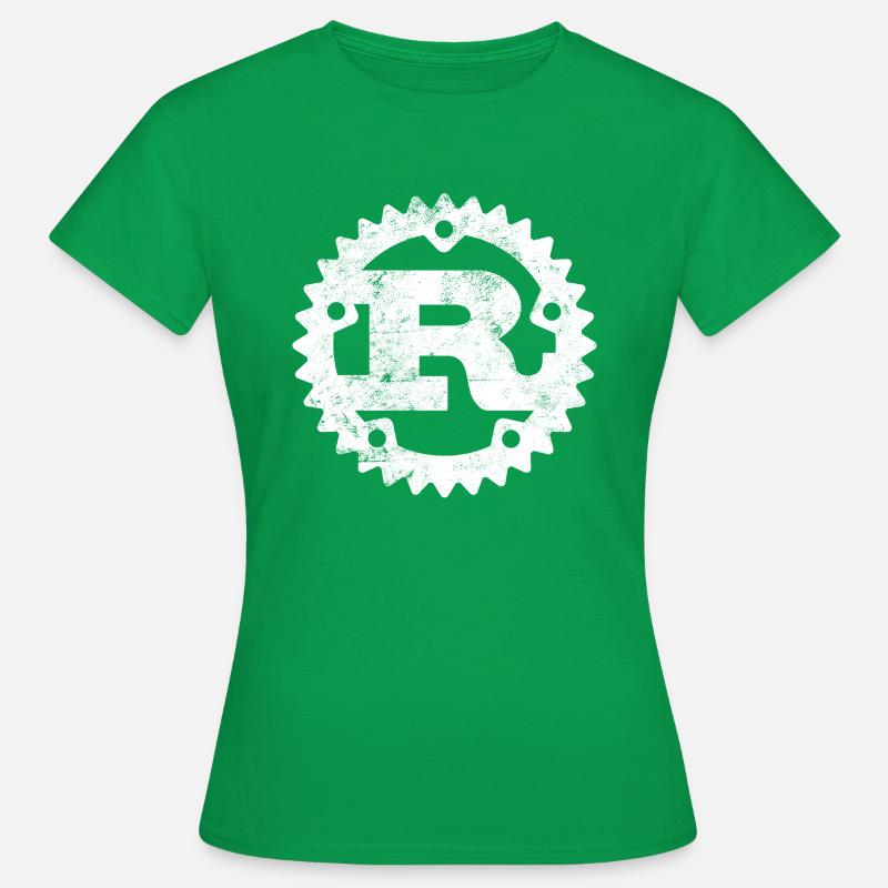 Rust Programming Logo Print Distressed - Frauen T-Shirt - Kelly Green