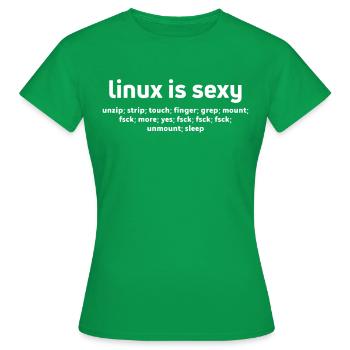 Linux Funny Commands Fsck Démonter les utilisateurs Linux - T-shirt Femme - vert - Devant - AI Model Female 172 dark (172cm)