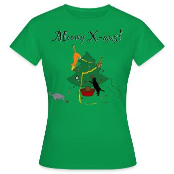 Miaou X mas chaos - T-shirt Femme - vert - Devant - AI Model Female 172 dark (172cm)