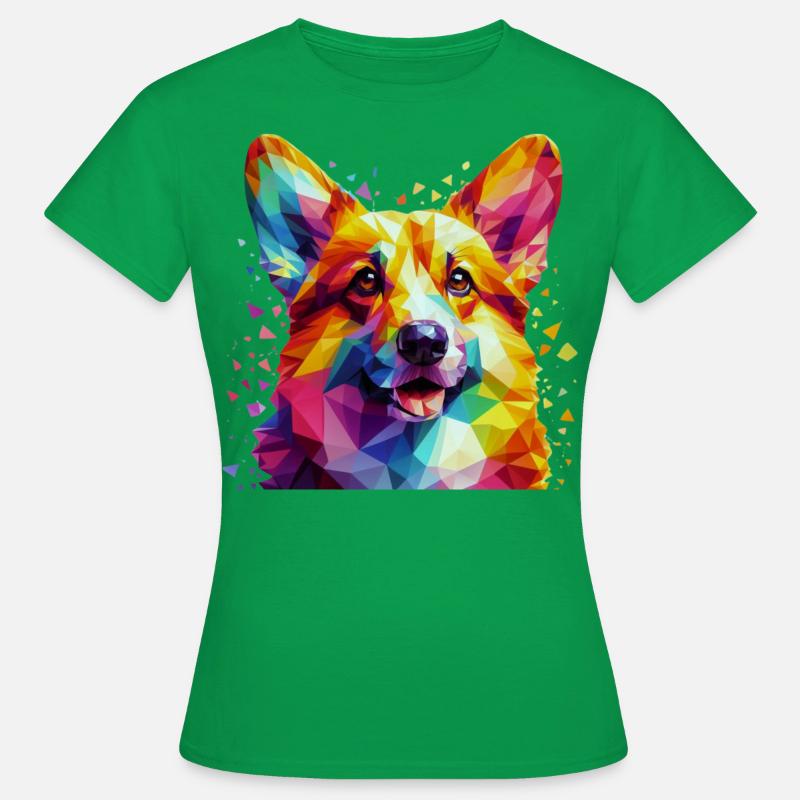 Modern geometric dog's muzzle: corgi - Women's T-Shirt - kelly green