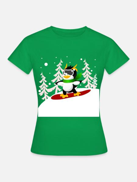 Snowboard Pinguin - Frauen T-Shirt - Kelly Green