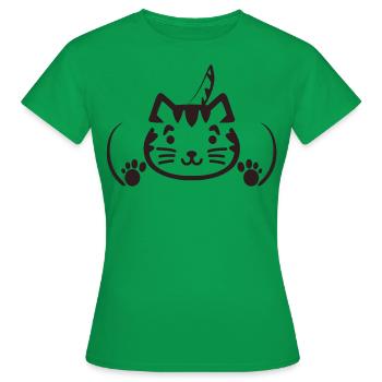 Chat mignon - T-shirt Femme - vert - Devant - AI Model Female 172 dark (172cm)