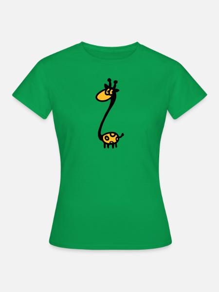Lustige Giraffe - Dame-T-shirt - kelly grøn