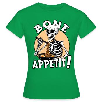 Os Appetit Drôle Squelette Halloween Manger Ramen - T-shirt Femme - vert - Devant - AI Model Female 172 dark (172cm)