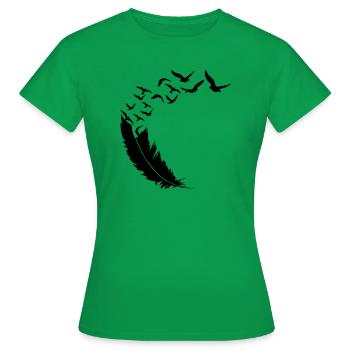 Essaim d’oiseaux - Plume - Art - T-shirt Femme - vert - Devant - AI Model Female 172 dark (172cm)