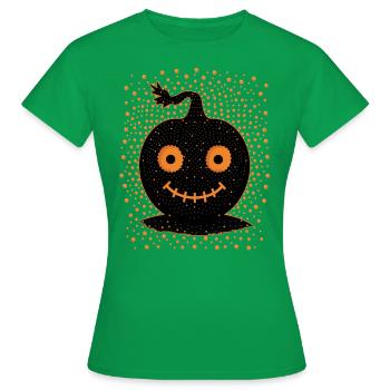 Cute Black Jack o lantern pumpkin, Halloween, - Women's T-Shirt - kelly green - Front - AI Model Female 172 dark (172cm)