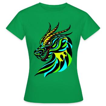 Tête de dragon vert, bleue et jaune - T-shirt Femme - vert - Devant - AI Model Female 172 dark (172cm)