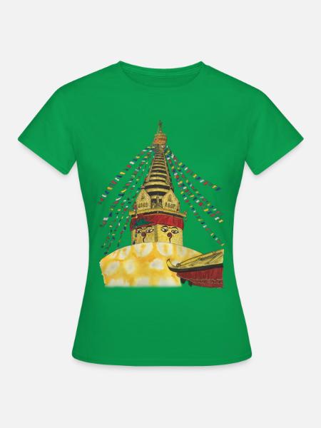 Stupa von Swayambhunath Kathmandu Nepal Buddhismus - Frauen T-Shirt - Kelly Green