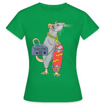 Skater Ratte Hip Hop Rap Skaterratte - Frauen T-Shirt - Kelly Green - Vorne - AI Model Female 172 dark (172cm)