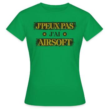 Je Peux Pas J'Ai Airsoft Humour Airsofteur - T-shirt Femme - vert - Devant - AI Model Female 172 dark (172cm)