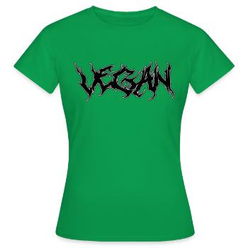 VEGAN (Black Metal) - Frauen T-Shirt - Kelly Green - Vorne - AI Model Female 172 dark (172cm)
