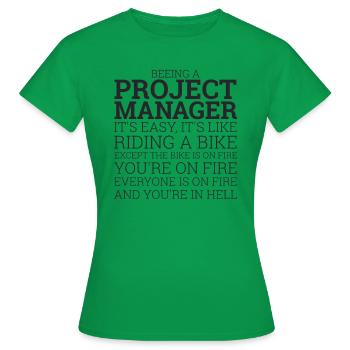 "Project Manager Bike" | "Project Manager" - Women's T-Shirt - kelly green - Front - AI Model Female 172 dark (172cm)