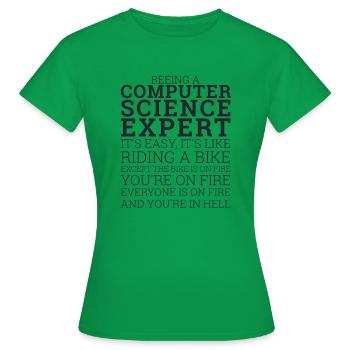 "Computer Science Expert Bike | Computer Science" - Women's T-Shirt - kelly green - Front - AI Model Female 172 dark (172cm)