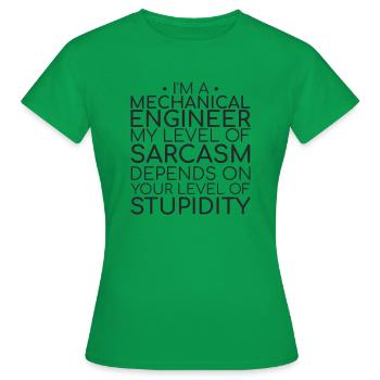 « Sarcasme d’ingénieur en mécanique | Génie mécanique » - T-shirt Femme - vert - Devant - AI Model Female 172 dark (172cm)