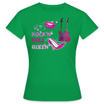 rock n roll queen, rock, , retro,sterne,vintage - Frauen T-Shirt - Kelly Green - Vorne - AI Model Female 172 dark (172cm)