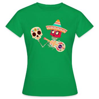 Dia de muertos,Mariachi,Costume,Jour des Morts,Masque - T-shirt Femme - vert - Devant - AI Model Female 172 dark (172cm)