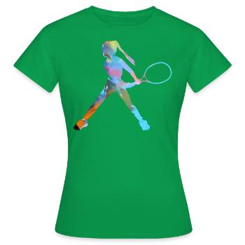 tennis,backhand,tennis player,girl,child - Women's T-Shirt - kelly green - Front - AI Model Female 172 dark (172cm)