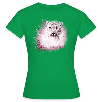 snow leopard,cat,leopard,white,wildcat - Women's T-Shirt - kelly green - Front - AI Model Female 172 dark (172cm)