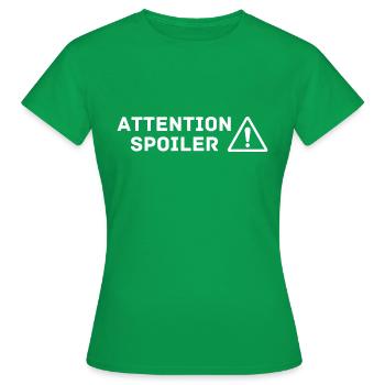 Attention SPOILER - T-shirt Femme - vert - Devant - AI Model Female 172 dark (172cm)
