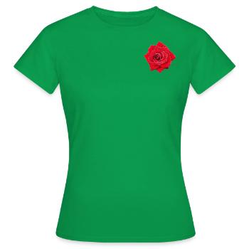 Rose red cartoon red blossom flower - Women's T-Shirt - kelly green - Front - AI Model Female 172 dark (172cm)