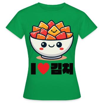 Ich Liebe I Love Kimchi Schale Koreanisches Essen - Frauen T-Shirt - Kelly Green - Vorne - AI Model Female 172 dark (172cm)