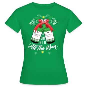 Gin-Gle Bells ... Gin Gin tout le chemin - Noël - T-shirt Femme - vert - Devant - AI Model Female 172 dark (172cm)