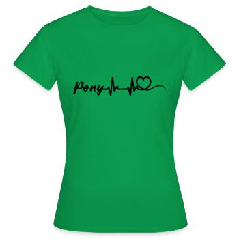 Cuore heartbeat con scritta cavallino nero - Maglietta da donna - verde kelly - Fronte - AI Model Female 172 dark (172cm)