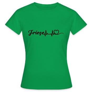 Heartbeat Herz mit Schriftzug Friese schwarz - Frauen T-Shirt - Kelly Green - Vorne - AI Model Female 172 dark (172cm)