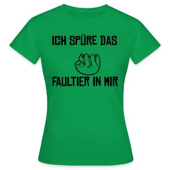 Ich spüre das Faultier - Frauen T-Shirt - Kelly Green - Vorne - AI Model Female 172 dark (172cm)