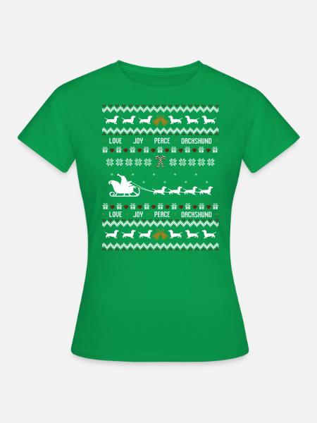Dackel / Dachshund Weihnachten Ugly Christmas - Frauen T-Shirt - Kelly Green