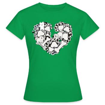 Herz,hundepfote, Hunde, Tatze, Knochen - Frauen T-Shirt - Kelly Green - Vorne - AI Model Female 172 dark (172cm)