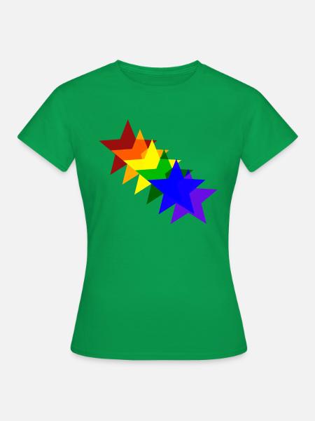 Bunte Sterne Regenbogen Geschenkidee - Frauen T-Shirt - Kelly Green