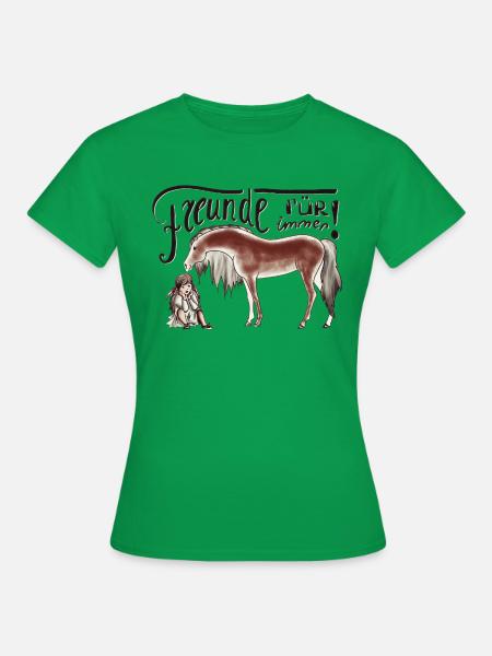 Kind und Haflinger Pferdchen - Frauen T-Shirt - Kelly Green