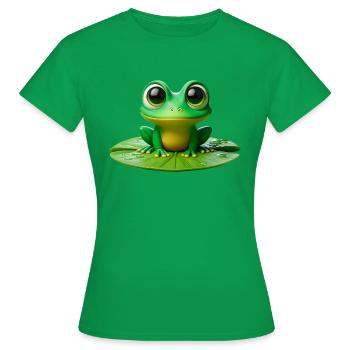 Cute Frog on a Lily Pad - Women's T-Shirt - kelly green - Front - AI Model Female 172 dark (172cm)
