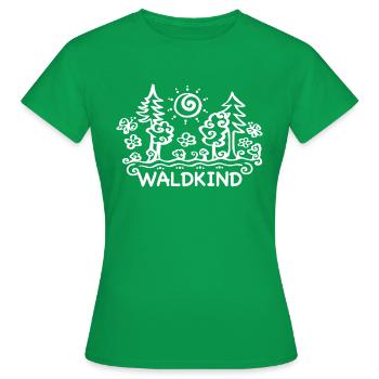 Waldkind, Natur, Wald, Baum, Sommer, Sonne, Blumen - Frauen T-Shirt - Kelly Green - Vorne - AI Model Female 172 dark (172cm)