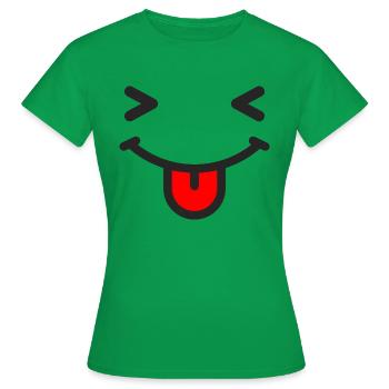 Lach Emoji mit heraus gestreckter Zunge - Frauen T-Shirt - Kelly Green - Vorne - AI Model Female 172 dark (172cm)