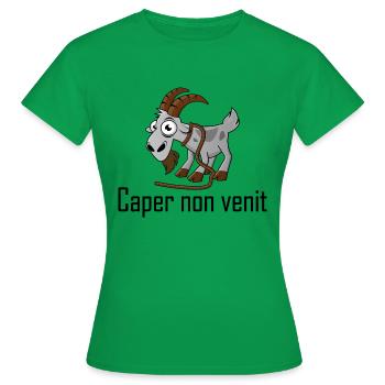Billy goat with leash and black writing - Women's T-Shirt - kelly green - Front - AI Model Female 172 dark (172cm)