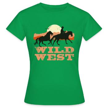 Wild West Cowboy and Horse at Sunset - T-shirt Femme - vert - Devant - AI Model Female 172 dark (172cm)