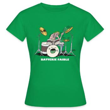 Batterie faible - T-shirt Femme - vert - Devant - AI Model Female 172 dark (172cm)